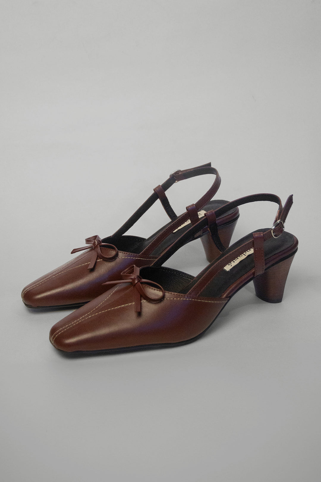 The Ribbon Kitten Heel in Mahogany - Main Image