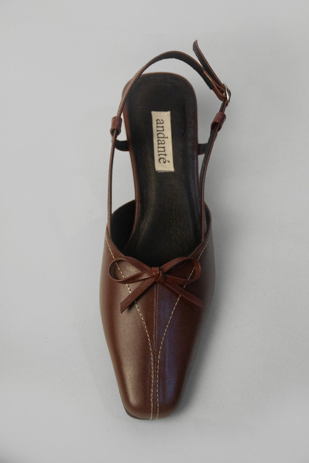 andanté The Ribbon Kitten Heel in Mahogany - Main Image